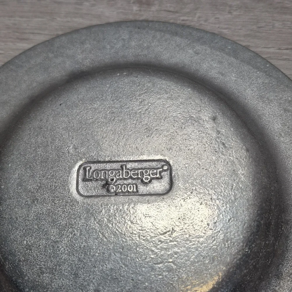 Longaberger Pewter Plate Candleholder Falling Leaves 2001 Leaves & Acorns